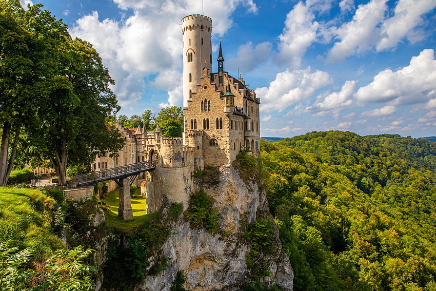 Lichtenstein Castle, Germany, medieval, germany, forest, castle HD wallpaper