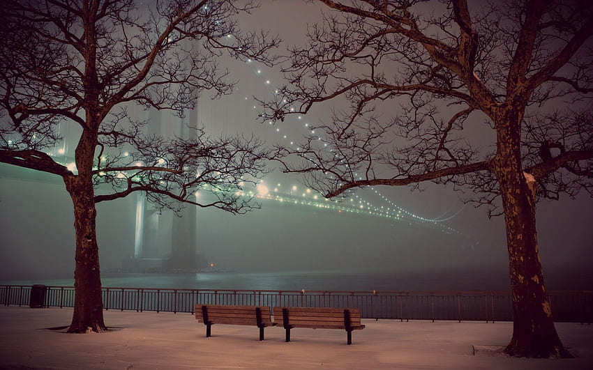 Питър Стийл Бруклински мост, Бруклински мост Зима HD тапет