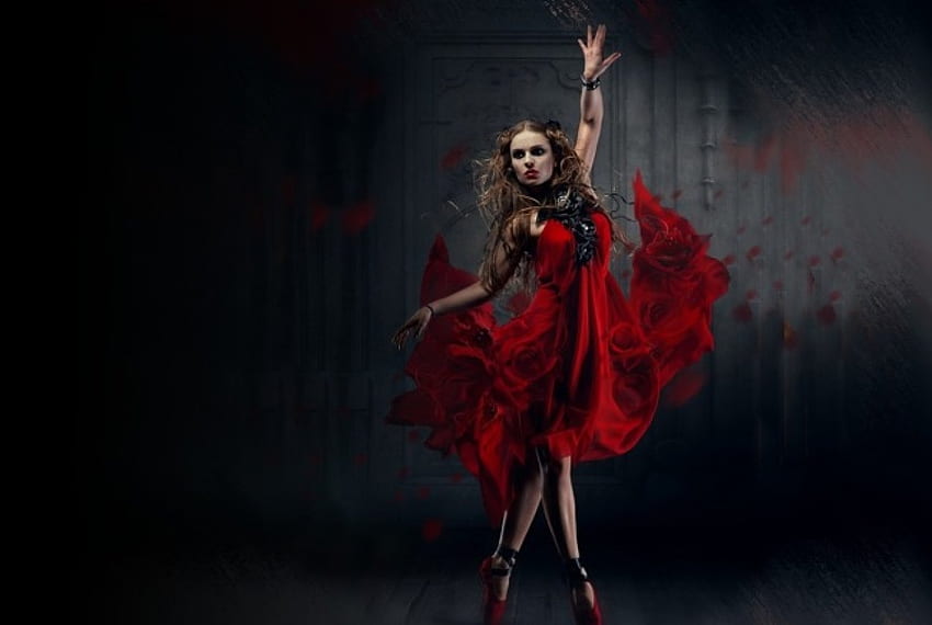 Gairah merah, gairah, penari, wanita, merah Wallpaper HD