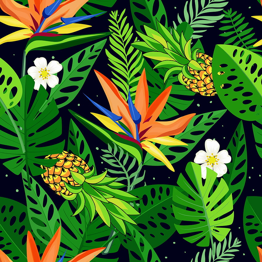 Seamless Pattern With Tropical Flowers