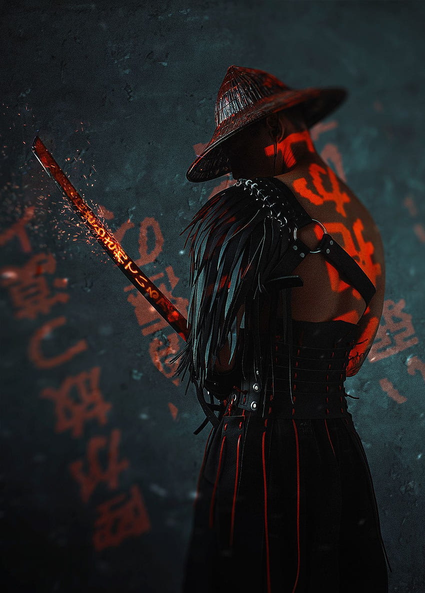 The Blind Ninja - Neon Samurai por Dmitry Mel. Arte samurai, Arte ninja, Samurai, Arte samurai negra Papel de parede de celular HD