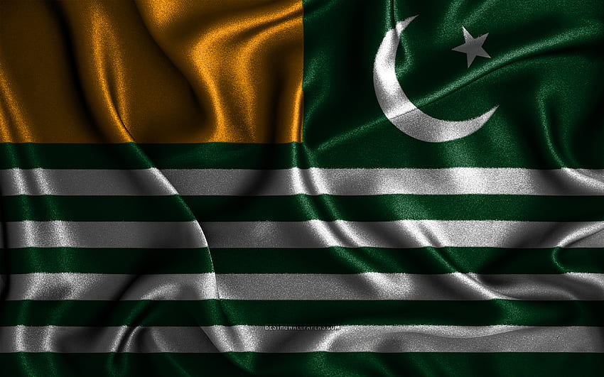 Bandeira de Azad Kashmir, bandeiras onduladas de seda, províncias paquistanesas, Dia de Azad Kashmir, bandeiras de tecido, Bandeira de Azad Kashmir, Arte 3D, Azad Kashmir, Ásia, Províncias do Paquistão, Azad Kashmir 3D flag, Paquistão papel de parede HD