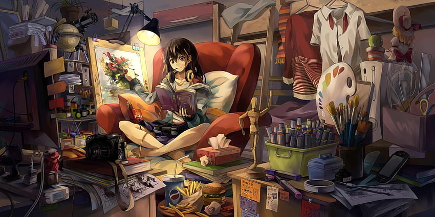 Imgur: The most awesome on the Internet. Painting of girl, Painting, Painting , Anime Girl Reading HD wallpaper