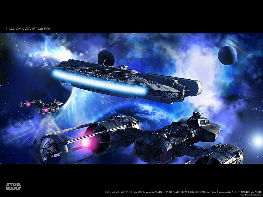 Millennium Falcon, star wars, y-wing HD wallpaper