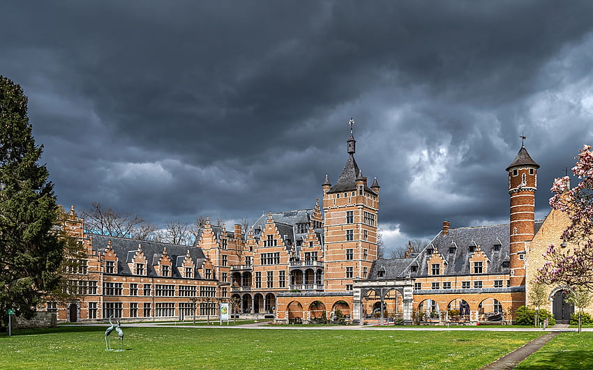 Cantecroy Castle, Belgium, building, clouds, Belgium, castle HD wallpaper