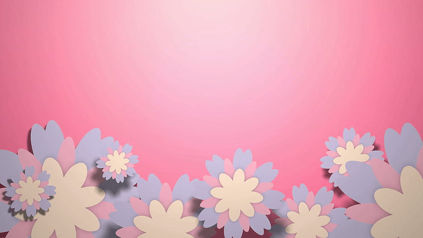Анимиран с цветя в пастелни цветове на розов фон, пастелно лилаво HD тапет