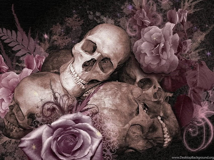 Skull And Roses 44 Cerc Ug - Skull Roses HD wallpaper