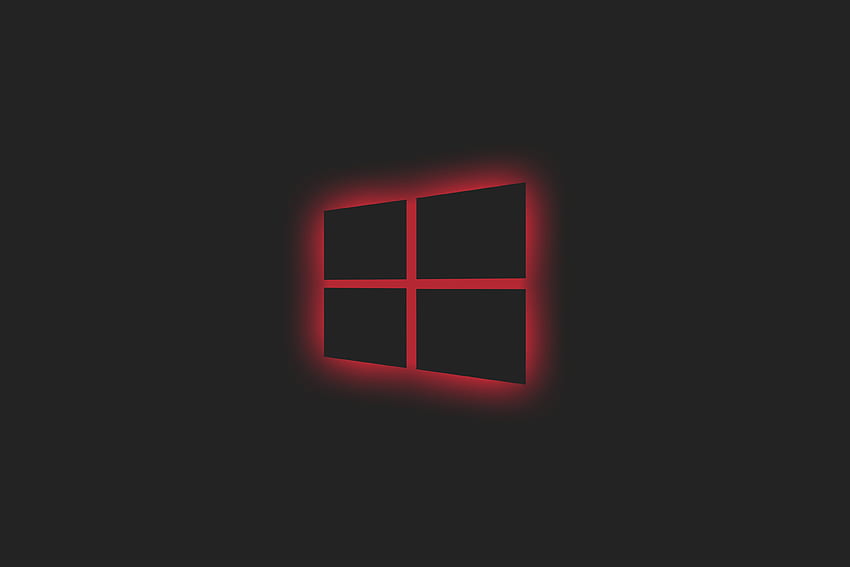 Logo systemu Windows 10 czerwony neon, Hi Tech i tło Den, czerwone neonowe logo Tapeta HD