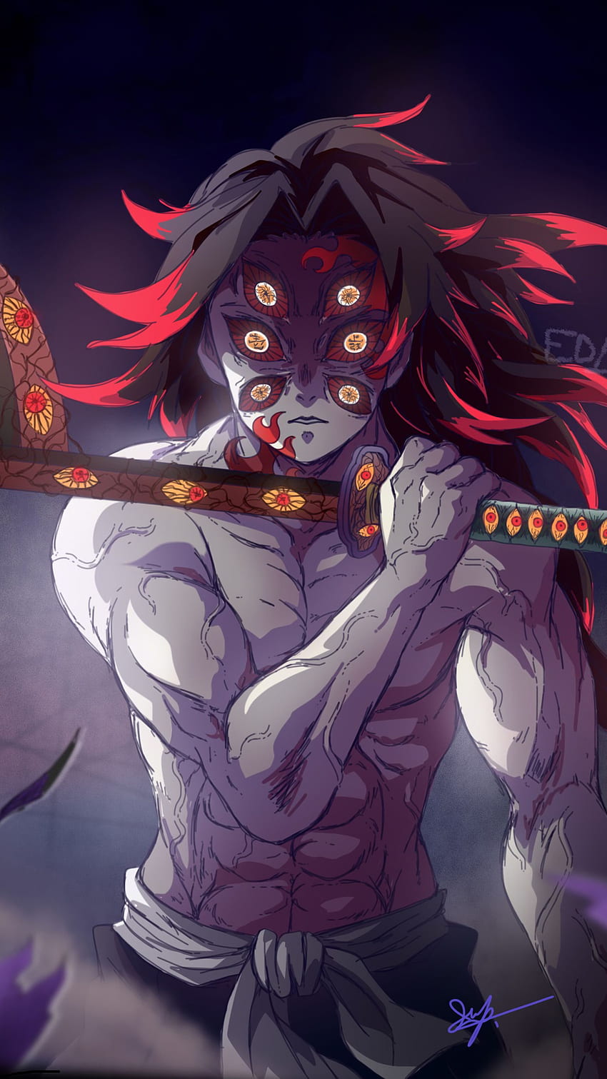 Upper Moon One 悪魔, electric blue, art, demon slayer, lua superior, tanjiro,  kimetsu no yaiba, upper moon, muzan, nezuko, oni, kibutsuji HD phone  wallpaper