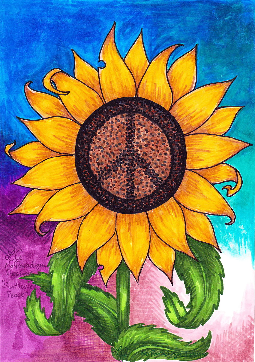 Ten słonecznikowy znak pokoju to kolejny klasyczny projekt No Paradigm, Hippie Flower Tapeta na telefon HD