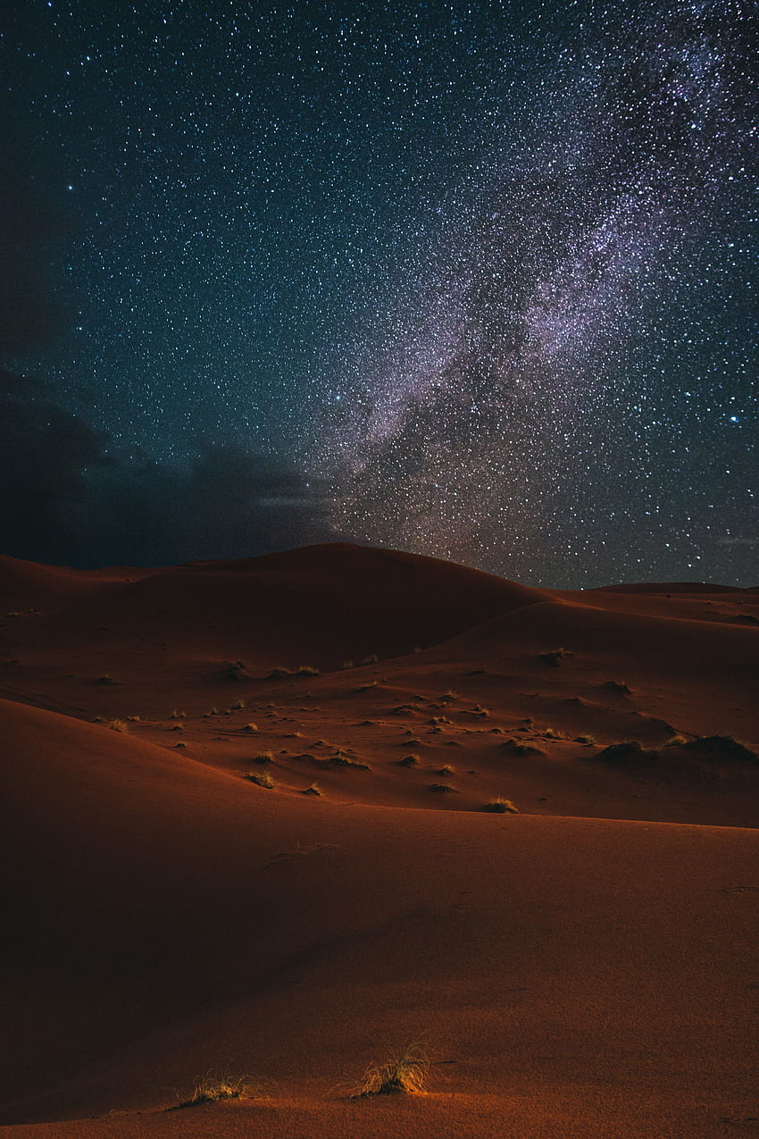 風景, 夜, 砂漠, 暗い, 星空 HD電話の壁紙