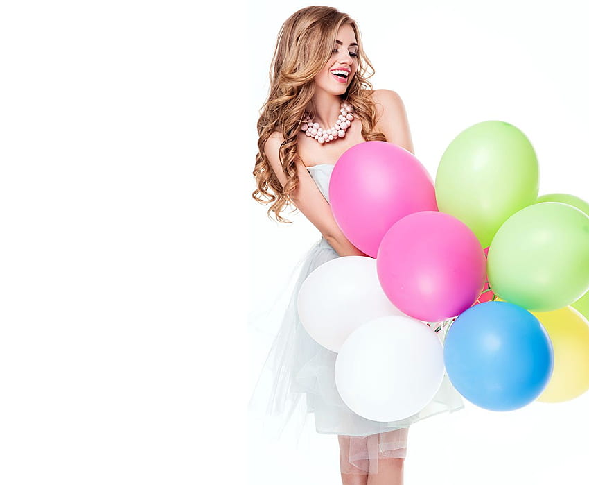 Smile balloons Girls Balls White background HD wallpaper