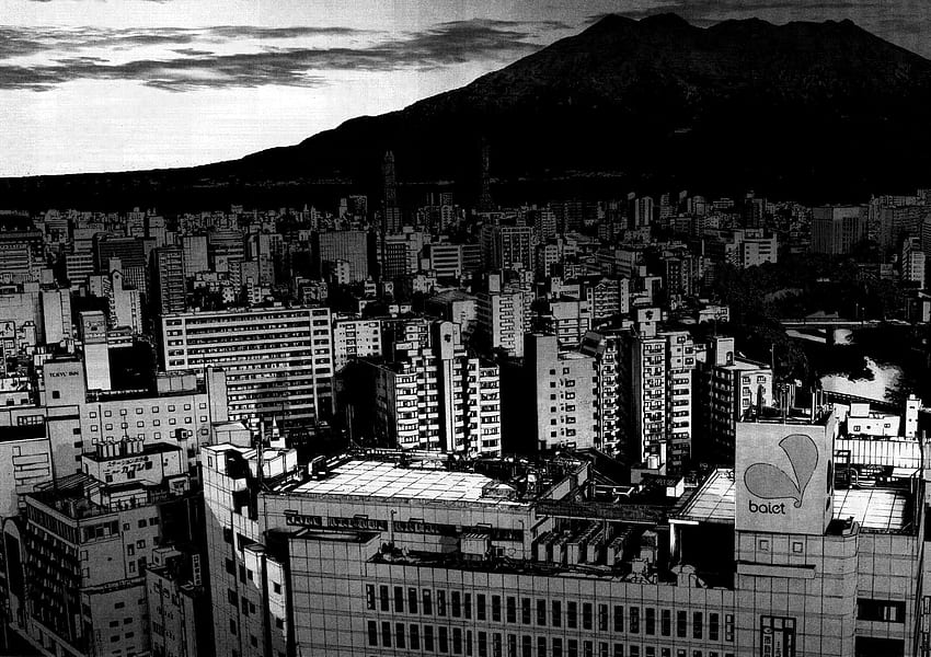 Oyasumi Punpun, Cityscape, Dark, Monochrome HD wallpaper