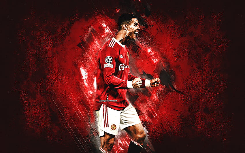 Cristiano Ronaldo, el Manchester United FC, el retrato, la Premier League, el Ronaldo Manchester United, el arte del grunge, el fútbol, ​​la estrella del fútbol mundial fondo de pantalla