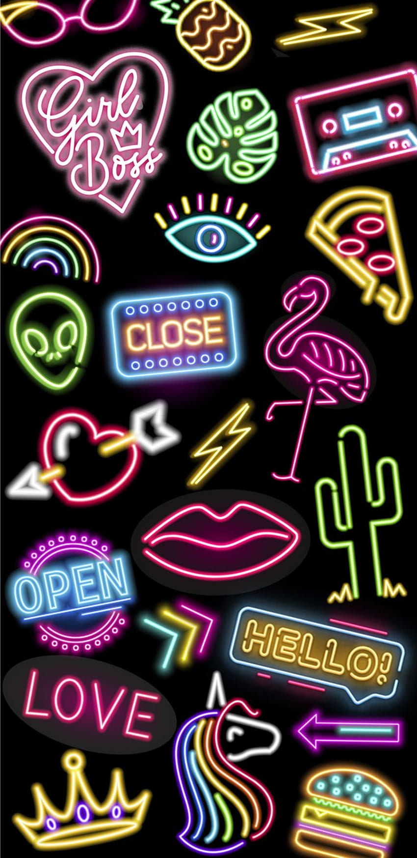Neon, bunt, Hintergrund, Zeichen HD phone wallpaper