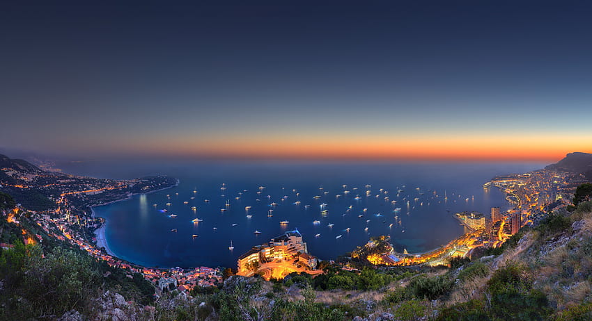 Städte, Nacht, Blick von oben, Monaco, Yacht Show 2014 HD-Hintergrundbild