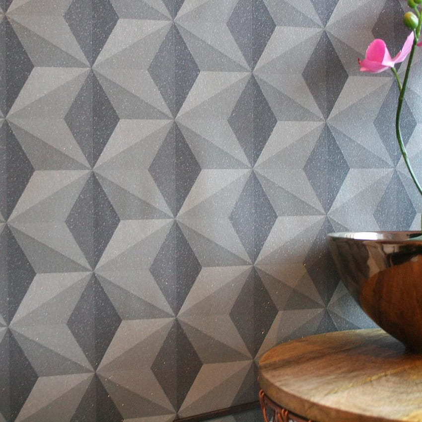 Geometri Kuboid. Charcoal, Grey & Glitter – 4 Dinding Anda, Cahaya Futuristik wallpaper ponsel HD