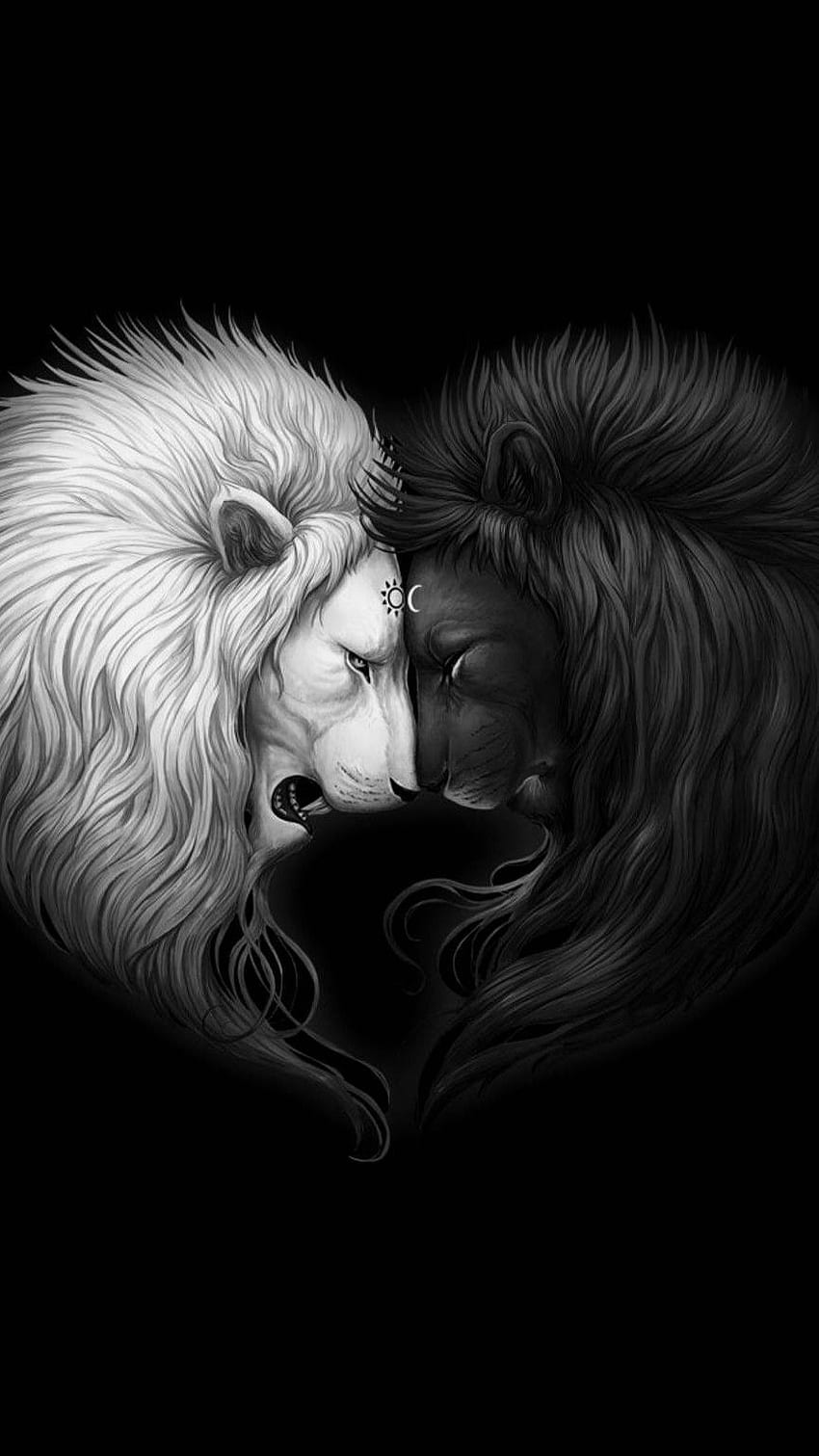 IPhone . Black And White, Darkness, Illustration, White Lion iPhone HD phone wallpaper