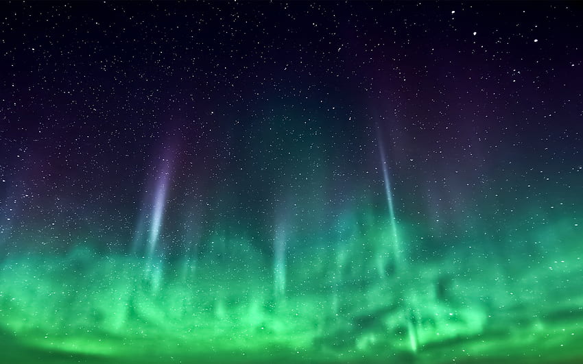 green, Light, Sky, Aurora, Borealis, Stars, Northern, Space / and Mobile Background HD wallpaper