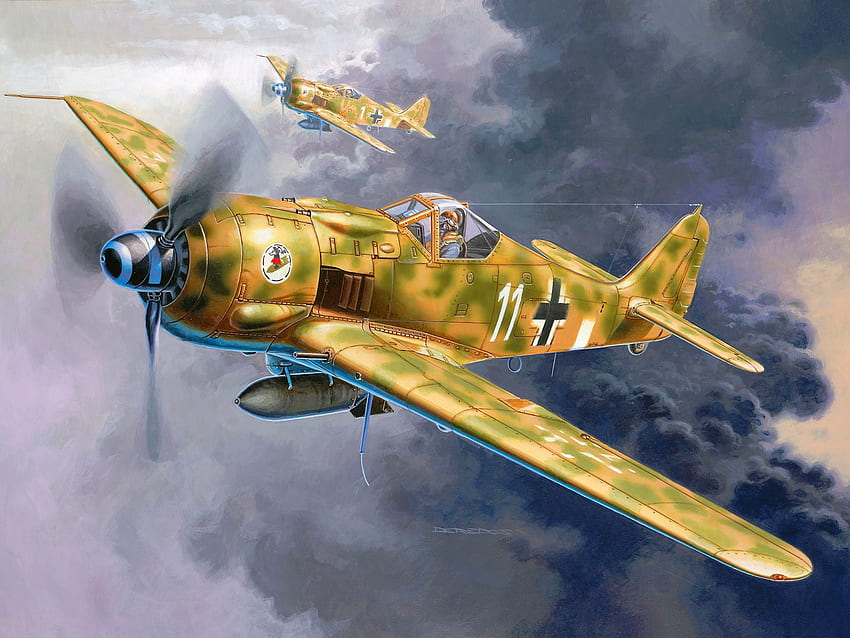 Zweiter Weltkrieg, Fw 190, Focke Wulf, Luftwaffe, Deutschland, Militär, Flugzeuge, Militärflugzeuge, Flugzeug / und mobile Hintergründe HD-Hintergrundbild