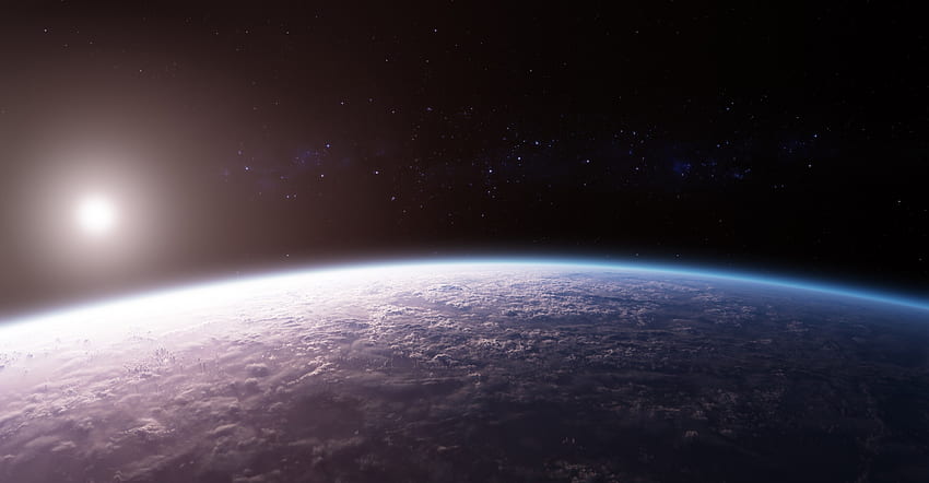 planeta espacio sol tierra nubes luz del sol atmósfera . Fresco fondo de pantalla