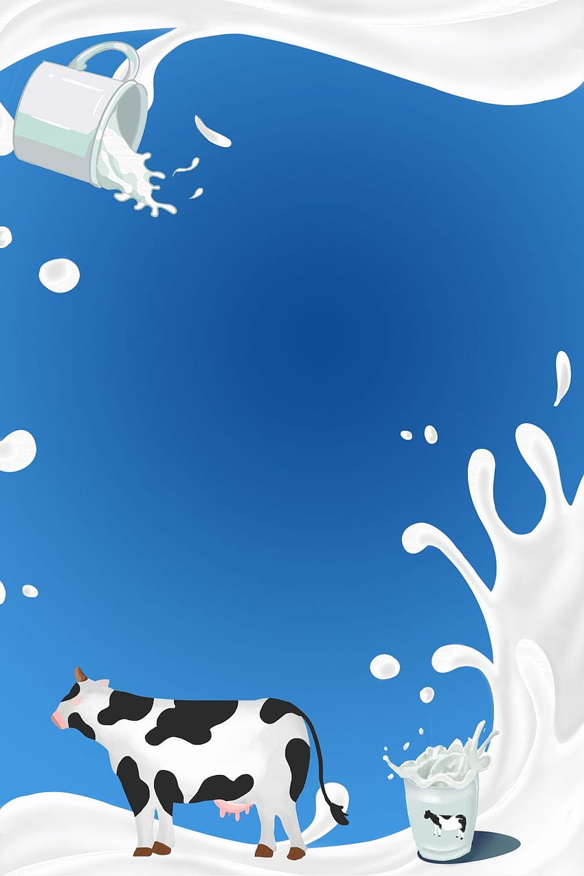 국제 우유의 날 파란색 만화 포스터 배경입니다. 암소 일러스트, 커피 포스터 디자인, 우유 광고, 암소 우유 HD 전화 배경 화면
