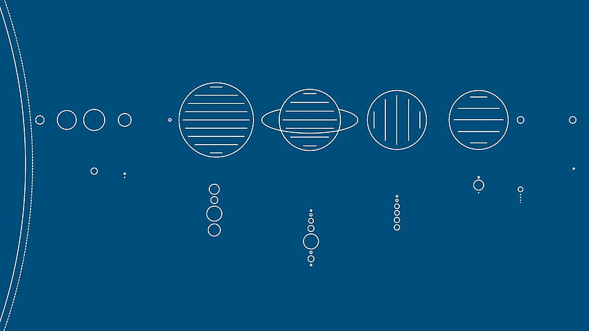 / blue background, simple, minimalism, abstract, Solar System, planet, space, Sun, Earth, Moon, Mars, Venus, Mercury, Jupiter, Saturn, Uranus, Neptune, Pluto, circle, lines, blue, Minimalist Mars HD wallpaper