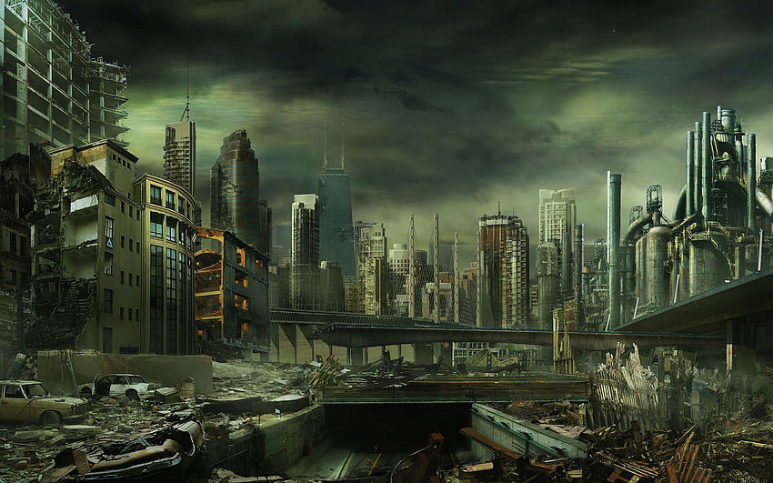Post apocalyptic city, Futuristic city, Abandoned city, Apocalyptic Future HD wallpaper
