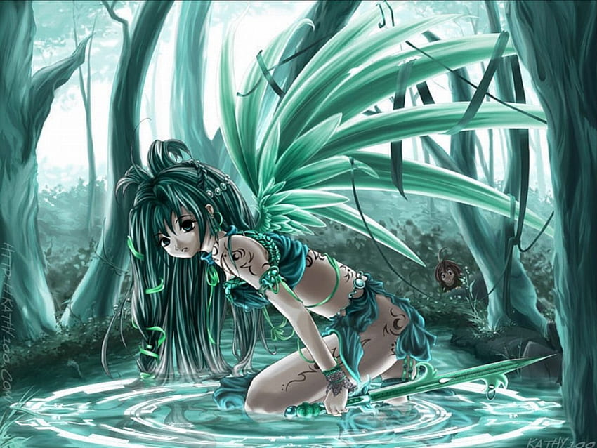 Fairy, anime, water, green HD wallpaper | Pxfuel