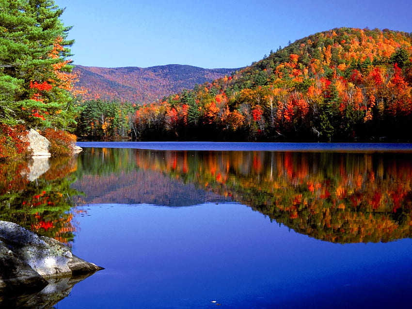 Indian summer, eastern Canada. New england fall foliage, New hampshire, New england fall HD wallpaper