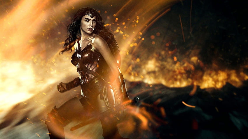 Gal Gadot Amazing Wonder Women โพสท่าไฟและพื้นหลังมือถือที่ดูน่ารัก Fire Woman วอลล์เปเปอร์ HD
