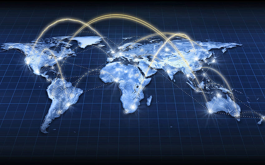 Mapa świata, koncepcje sieci, koncepcje sieci społecznościowych, mapa świata 3D, mapa świata technologii, koncepcje internetowe, sieć, koncepcje mapy świata z rozdzielczością. Wysoka jakość Tapeta HD