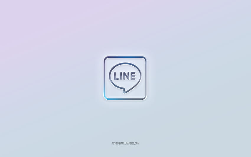 Line logo, cut out 3d text, white background, Line 3d logo, Instagram emblem, Line, embossed logo, Line 3d emblem HD wallpaper