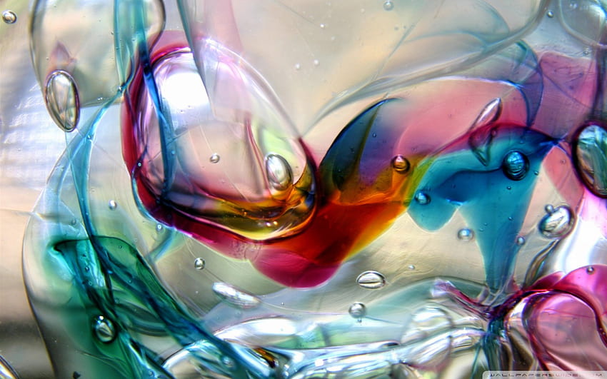Water, blue, white, summer, pink, rainbow, green, glass, bubbles HD wallpaper