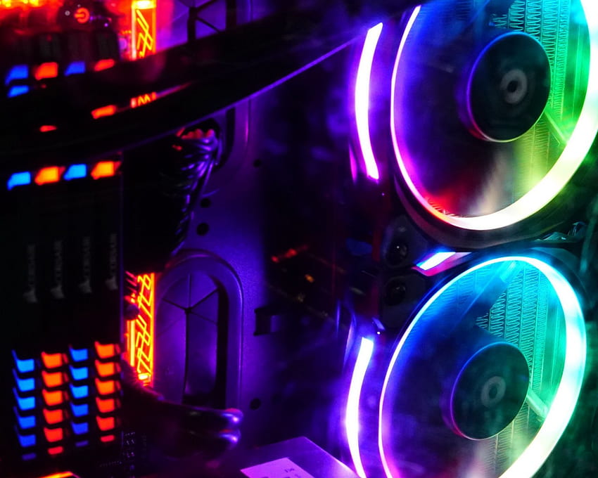 Gaming Rig, Rgb Colors, Neon, Coolers, Rams - Maiden, RGB PC HD wallpaper