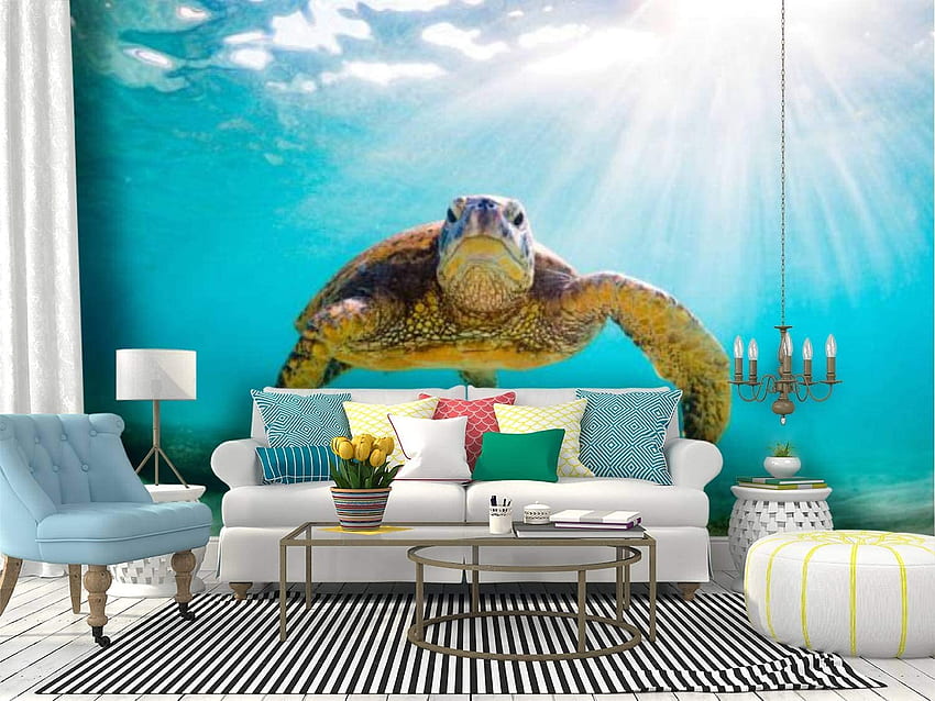 Self Adhesive Roll Paper beautiful hawaiian green sea turtle sea turtles stock ,Removable Peel and Stick Decoration Wall Mural Posters Home Covering Interior Film : Tools & Home วอลล์เปเปอร์ HD