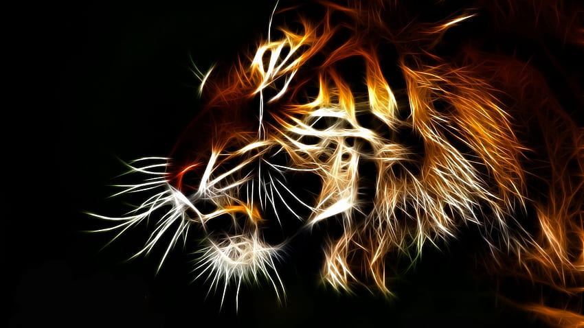 harimau, Fraktal, Kucing / dan Latar Belakang Seluler, Harimau Abstrak Indah Wallpaper HD