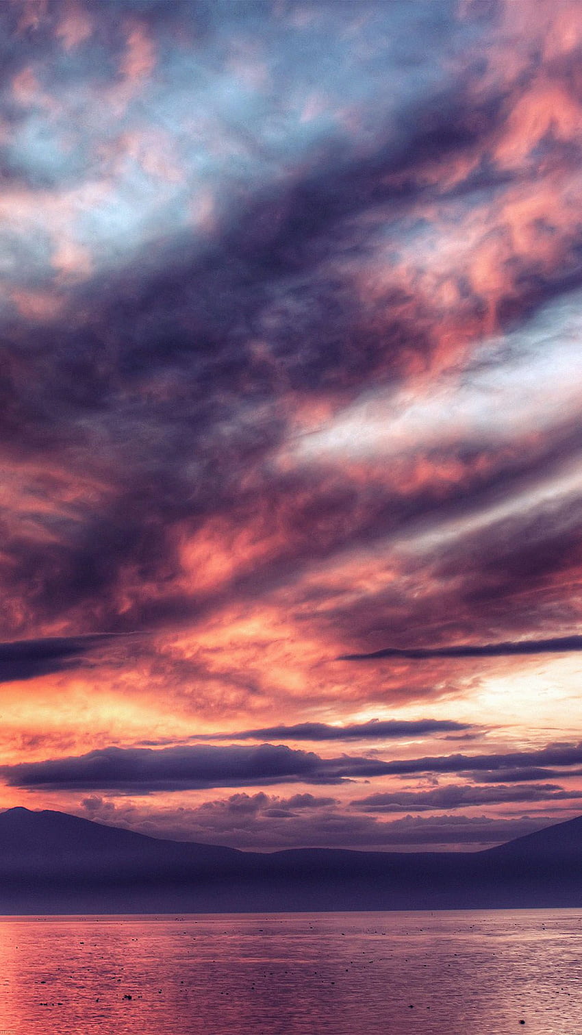 リラックスiphone , 空 , 残光 , 雲 , 自然 , 朝の赤い空 , Calm iPhone HD電話の壁紙