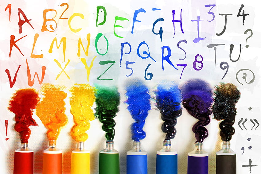 Rainbow, , , Paint, Letters, English, Tubes HD wallpaper