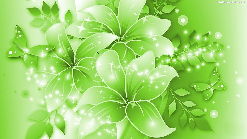 Lindos padrões florais verdes de alta resolução papel de parede HD