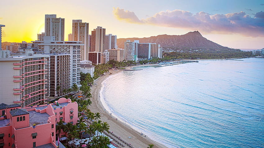 Waikiki Beach - Insel Oahu, Hawaii. Atelier 10 HD-Hintergrundbild