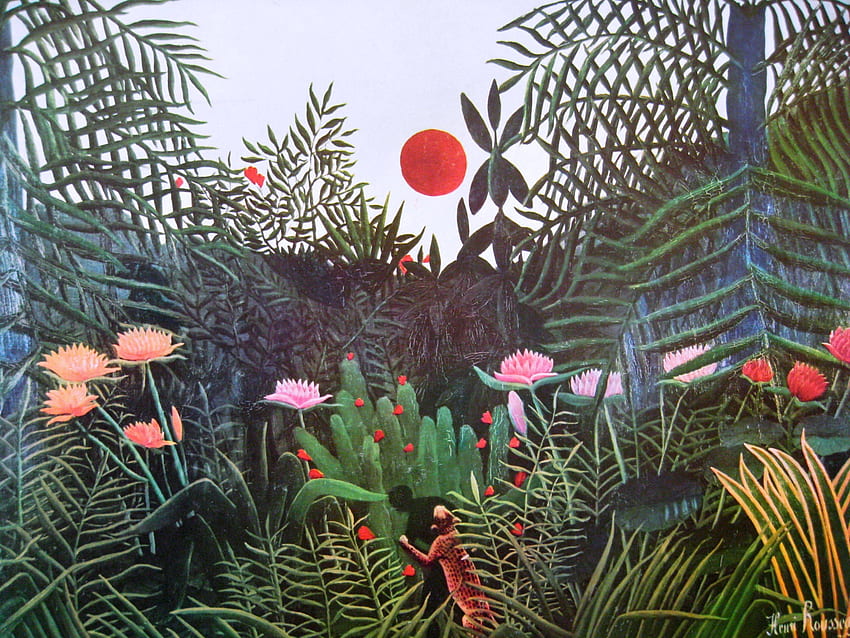 Пакет. Приключения в изкуството - вечнозелено арт откритие. Анри Русо, Тропическо изкуство, Живопис HD тапет