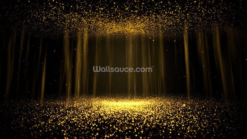 Abstract background shining golden floor ground particles stars dust. Futuristic glittering in space HD wallpaper