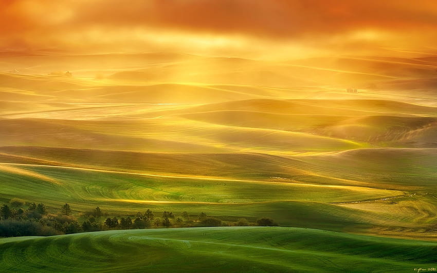 Nature, Sunset, Fields, Shine, Light, Lines, Relief, Plateau, Tableland HD wallpaper