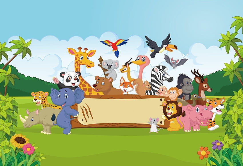 Cartoon-Zoo, Zootiere HD-Hintergrundbild