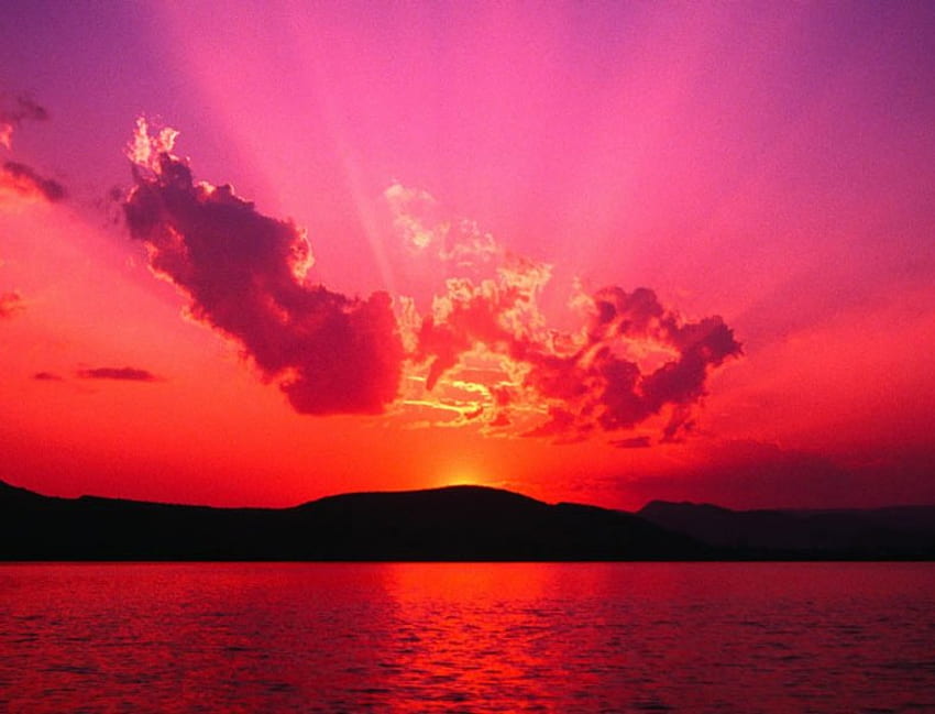 puesta de sol romántica, romántica, hermosa, asombrosa y encantadora fondo de pantalla