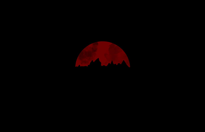 단순한 미니멀리즘 검은색 배경 빨간색 어두운 삽화 붉은 달 - 해상도:, 검은색과 빨간색 미니멀리스트 HD 월페이퍼
