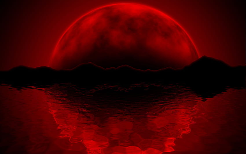 Red Moon, Super Moon HD wallpaper