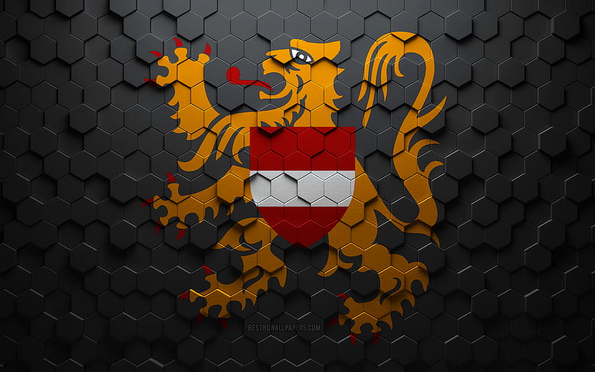 Flag of Flemish Brabant, honeycomb art, Flemish Brabant hexagons flag, Flemish Brabant 3d hexagons art, Flemish Brabant flag HD wallpaper