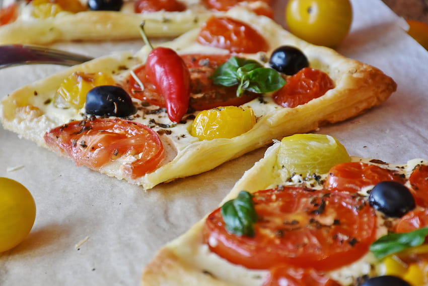 Food, Vegetables, Pizza, Cheese, Pepper, Olives, Olvki HD wallpaper